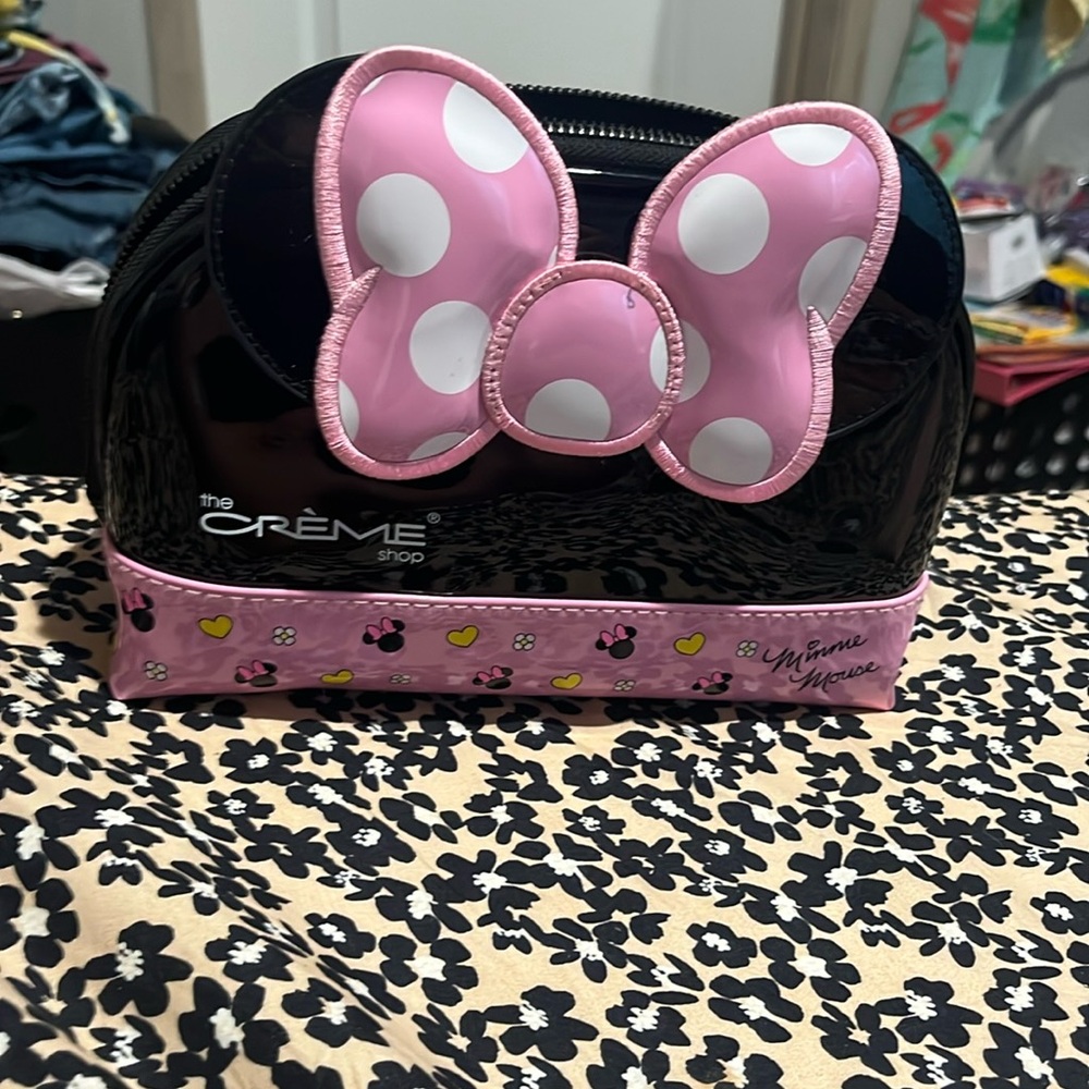 Black and Pink Zippered Cosmetic Bag